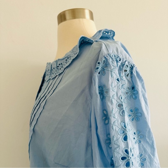 NWOT New J.Crew Eyelet Trim Button Up Shirt Frozen Lake Color L - Picture 8 of 10